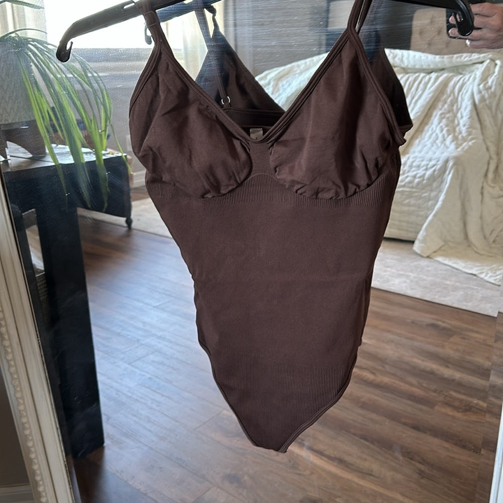 Ladies size, large chocolate, brown Shapeware with snap at bottom